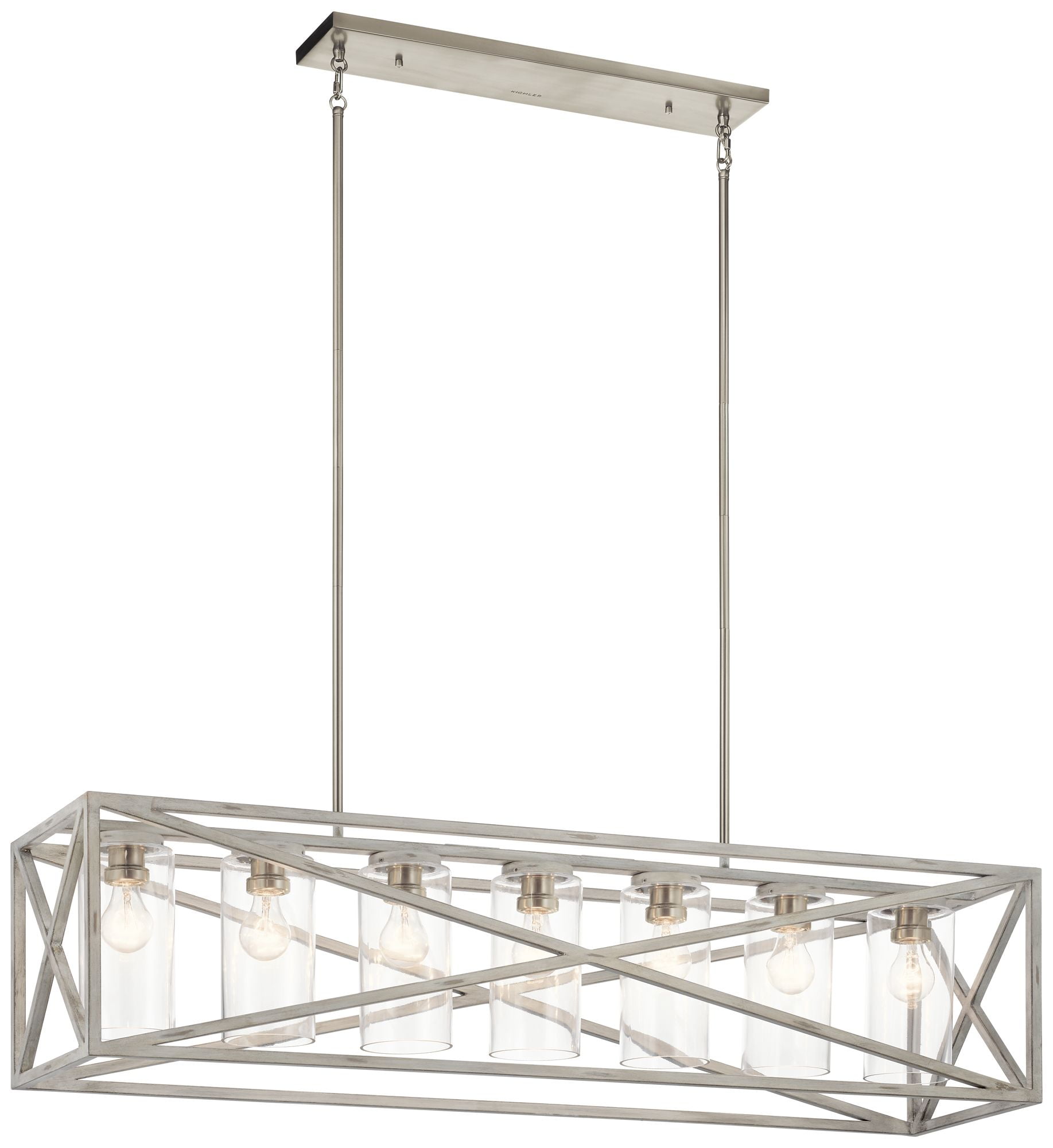 48" Black and White Rustic Farmhouse 7-Light Chandelier