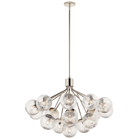 52702PN Kichler Lighting Silvarious - 16 Light Chandelier-26 Inches Tall and 38 Inches Wide-Polished Nickel Finish-Clear Crackle Glass Color