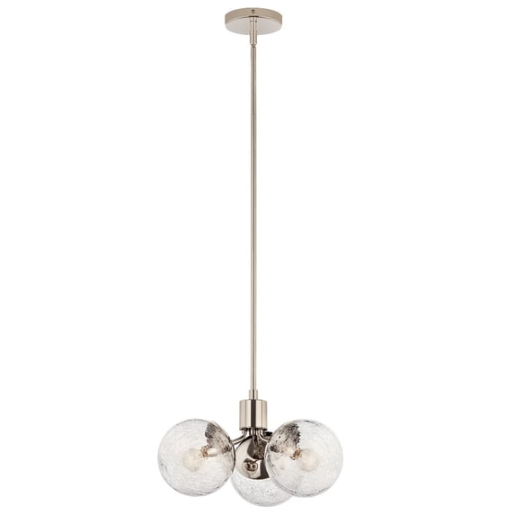 52700PN Kichler Lighting Silvarious - 3 Light Chandelier-9.5 Inches Tall and 16.5 Inches Wide-Polished Nickel Finish-Clear Crackle Glass Color