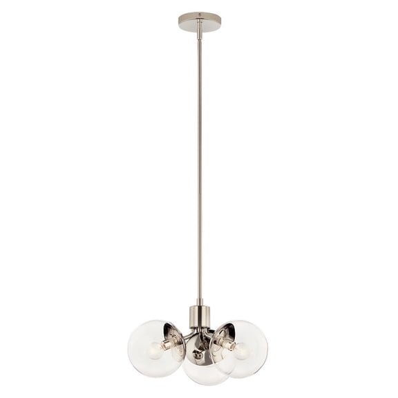 52700PNCLR Kichler Lighting Silvarious - 3 Light Chandelier-9.5 Inches Tall and 16.5 Inches Wide-Polished Nickel Finish-Clear Glass Color