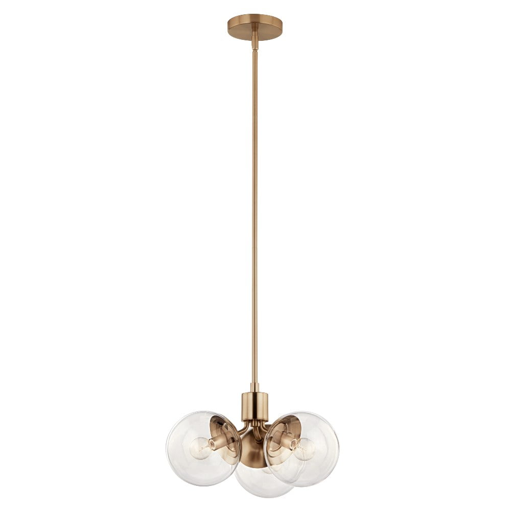 Champagne Bronze 3-Light Sputnik Chandelier with Clear Glass Shades