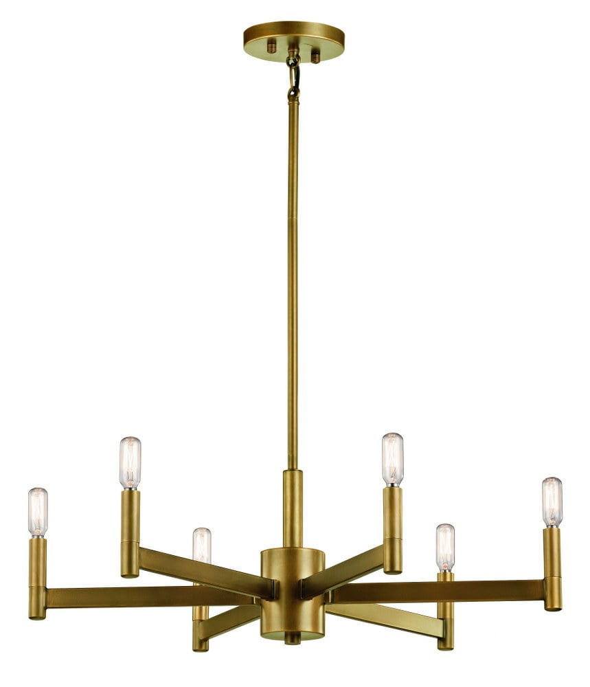 Sleek Modern 26" Black & Brass 6-Light Ambient Chandelier