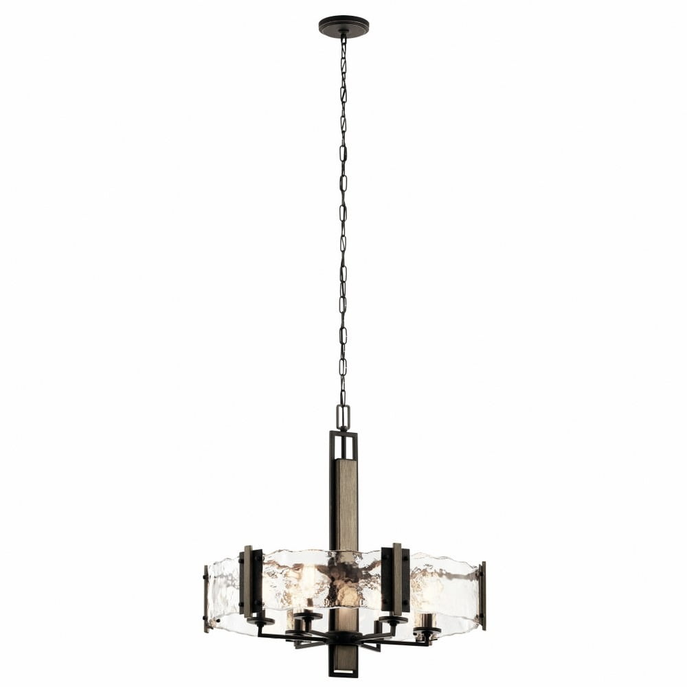 Rustic Country Bronze Drum Chandelier with Clear Shades - 28" Wide