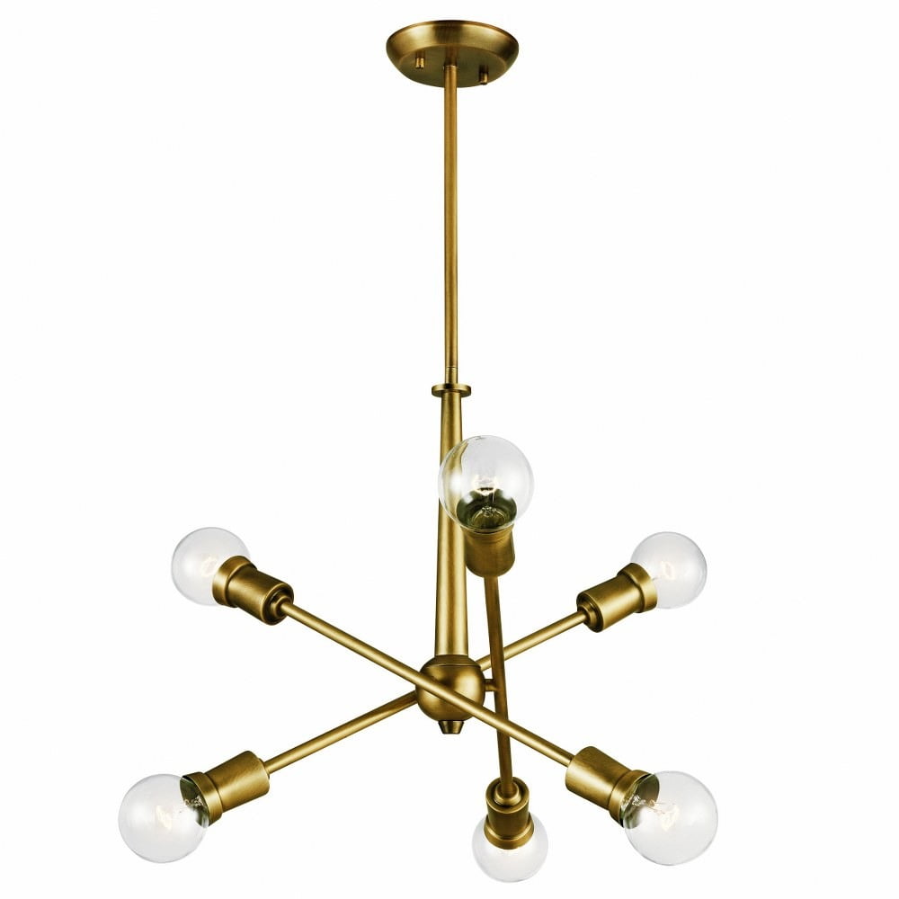 Natural Brass Mini Sputnik Chandelier with Adjustable Arms