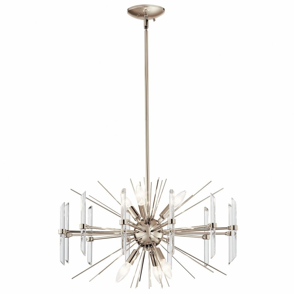 Eris Polished Nickel 23.5" Wide Sputnik Chandelier with Crystal Accents