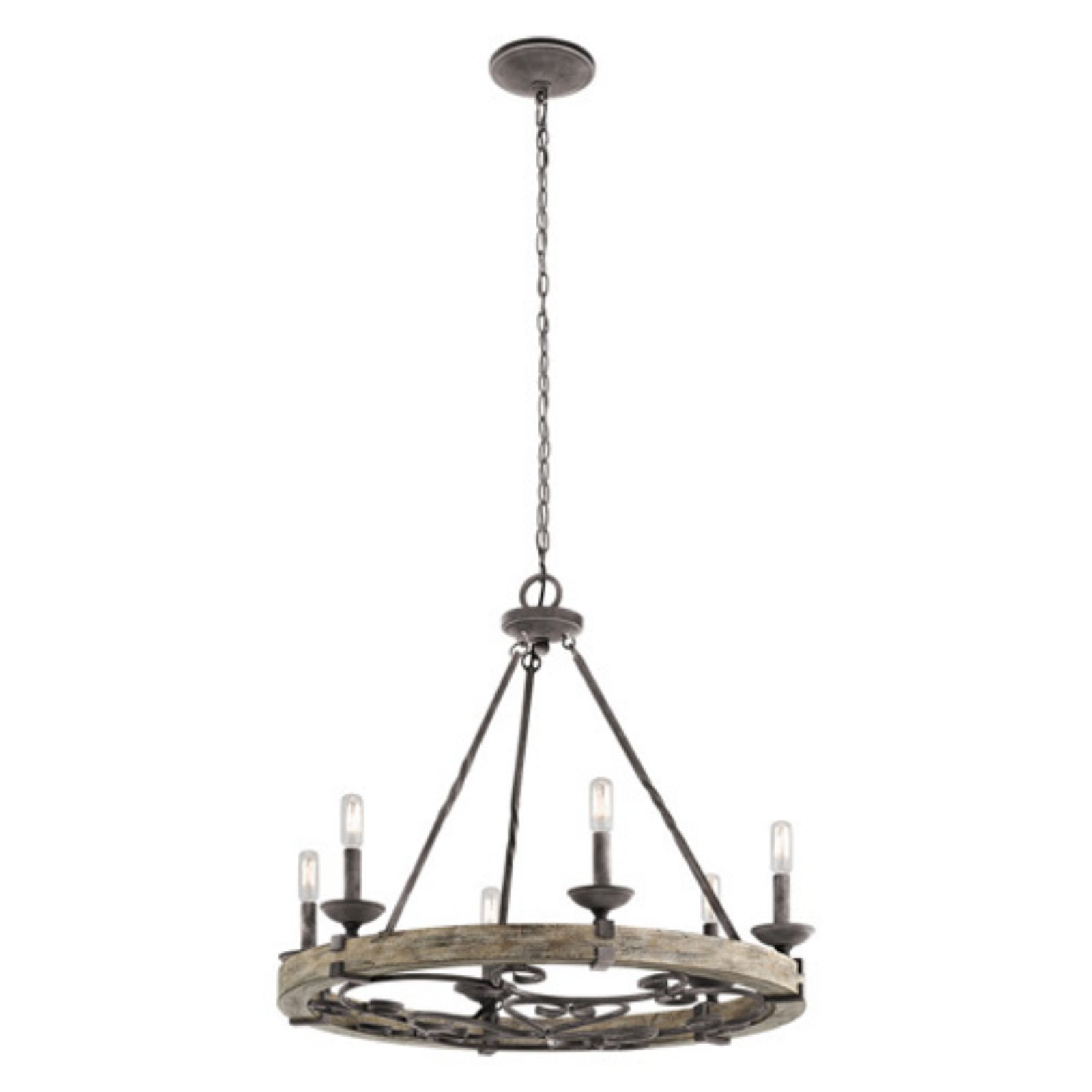 Taulbee 28.5" Grey Bronze Rustic Wagon Wheel Chandelier