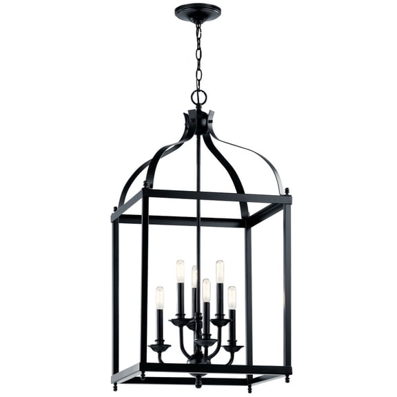 42568BK Kichler Lighting Larkin - 6 Light X-Large Cage Foyer with Traditional Design-36.25 inches tall by 18 inches wide-Black Finish    -Traditional