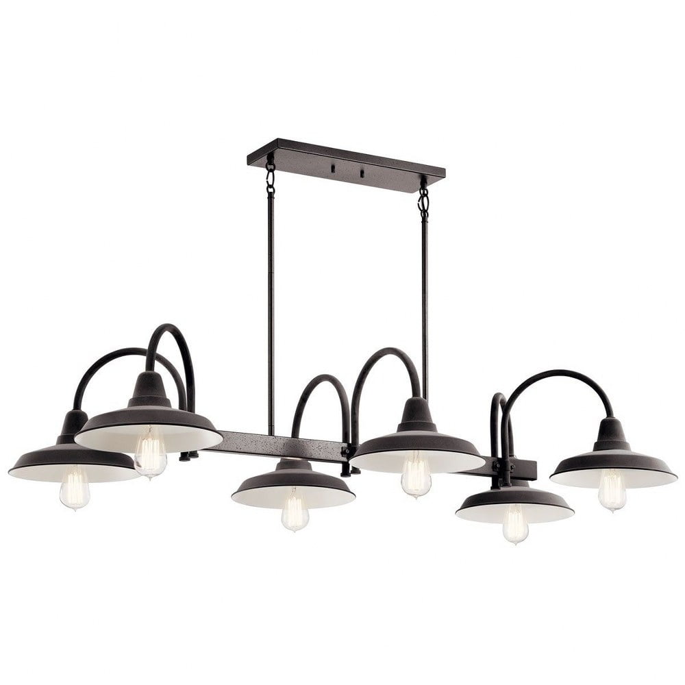 Anvil Iron and Weathered Zinc 6-Light Industrial Chandelier