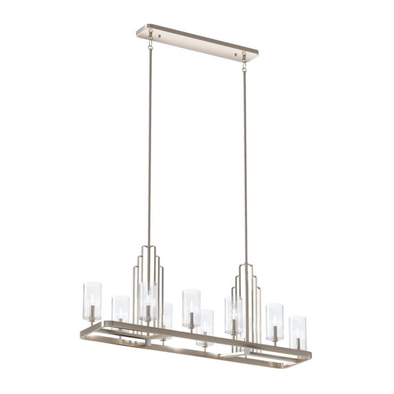 52413PN Kichler Lighting Kimrose - 10 Light Double Linear Chandelier In Art Deco Style-17.75 Inches Tall and 12.75 Inches Wide-Polished Nickel Finish