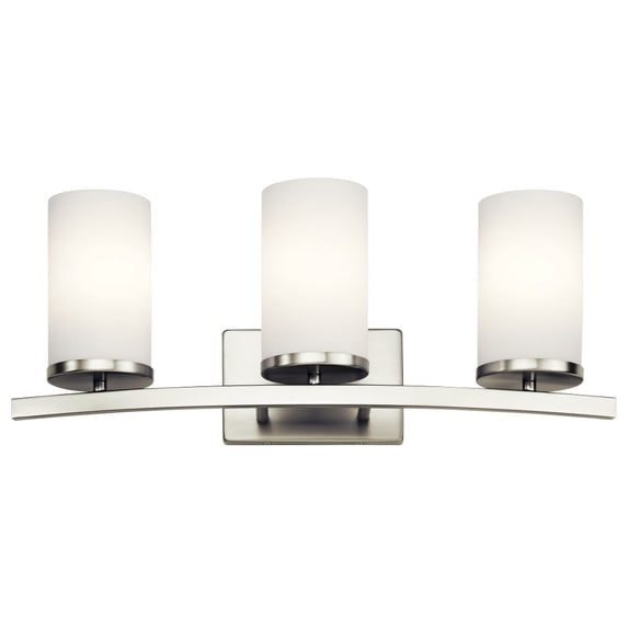 45497NI Kichler Lighting Crosby - 3 Light Bath Vanity Approved for Damp Locations - with Contemporary inspirations - 23 inches wide-Brushed Nickel