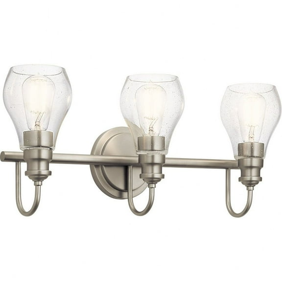 45392NI Kichler Lighting Greeier - 3 Light Bath Vanity Approved for Damp Locations - with Transitional inspirations - 10.25 inches tall by 23.75