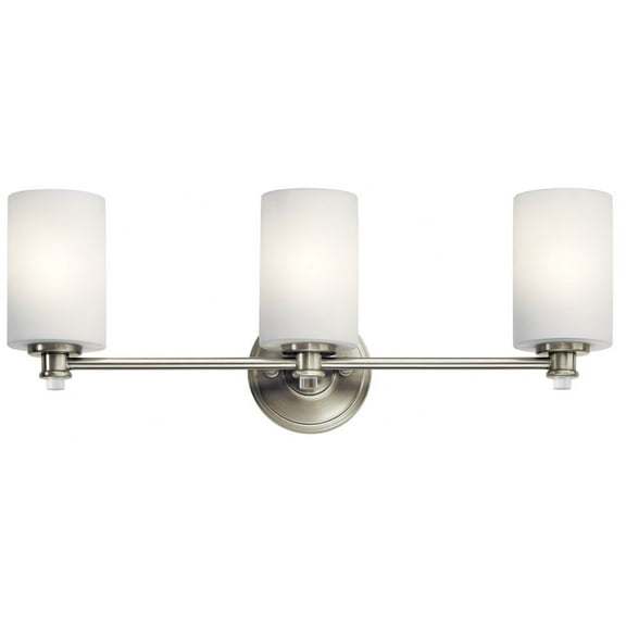 45923NI Kichler Lighting Joelson - 3 Light Swing Arm Bath Vanity Approved for Damp Locations - with Transitional inspirations - 9.25 inches tall by 24
