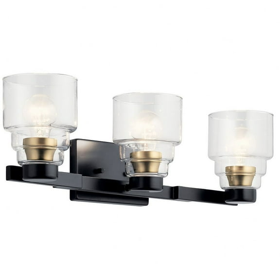 55012BK Kichler Lighting Vionnet - 3 Light Bath Vanity Approved for Damp Locations - with Transitional inspirations - 7.5 inches tall by 24 inches