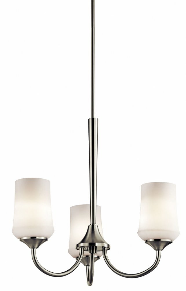 Aubrey Brushed Nickel 3-Light Chandelier with Satin Etched Glass