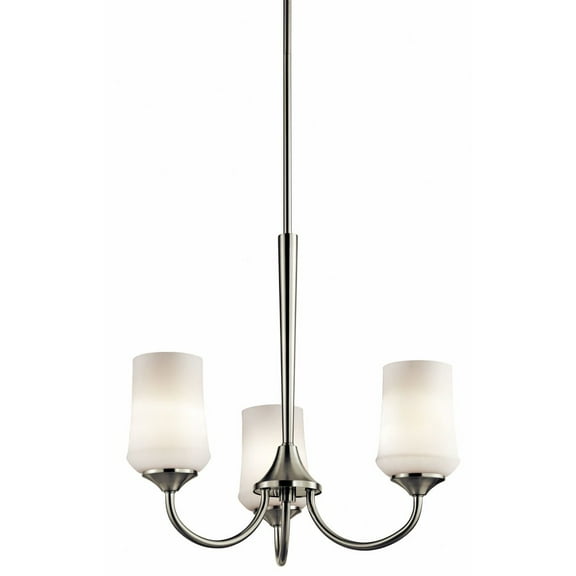 43664NI Kichler Lighting Aubrey - 3 Light Small Chandelier - with Transitional inspirations - 19.25 inches tall by 21.5 inches wide-Brushed Nickel