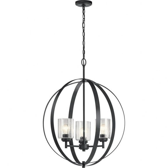 44034BK Kichler Lighting Winslow - 3 Light Medium Round Chandelier - 30.75 Inches Tall by 24.5 Inches Wide-Black Finish    -Traditional Installation