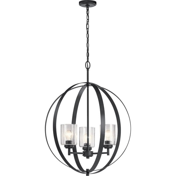 44034BK Kichler Lighting Winslow - 3 Light Medium Round Chandelier - 30.75 Inches Tall by 24.5 Inches Wide-Black Finish -Traditional Installation