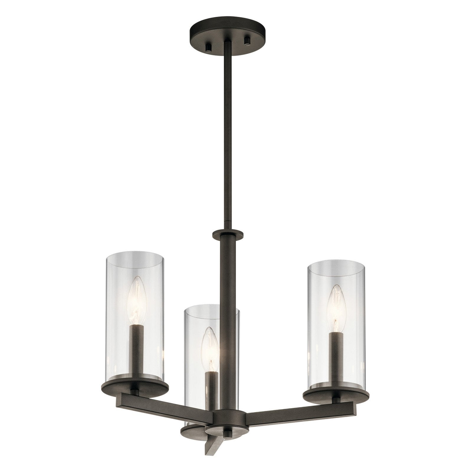 Mini Bronze 18" Transitional 3-Light Ceiling Candle Chandelier