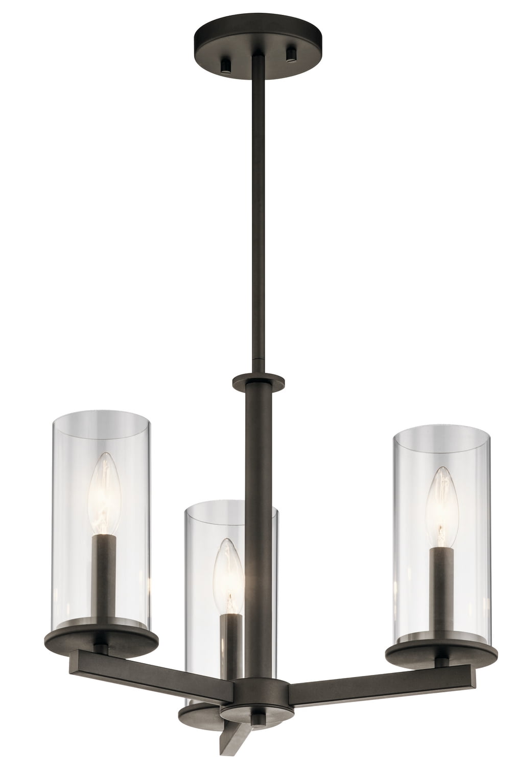 Mini Bronze 18" Transitional 3-Light Ceiling Candle Chandelier