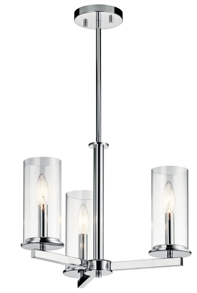 Crosby Mini 3-Light Chrome Black Convertible Chandelier/Semi Flush