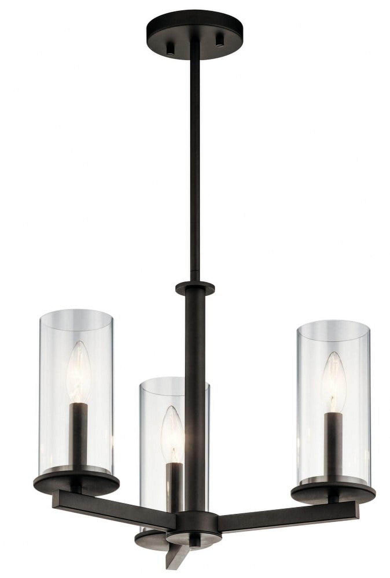 Mini Bronze 18" Transitional 3-Light Ceiling Candle Chandelier