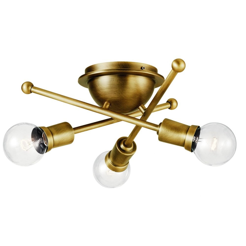 Natural Brass 15" Sputnik Flush Mount Ceiling Light