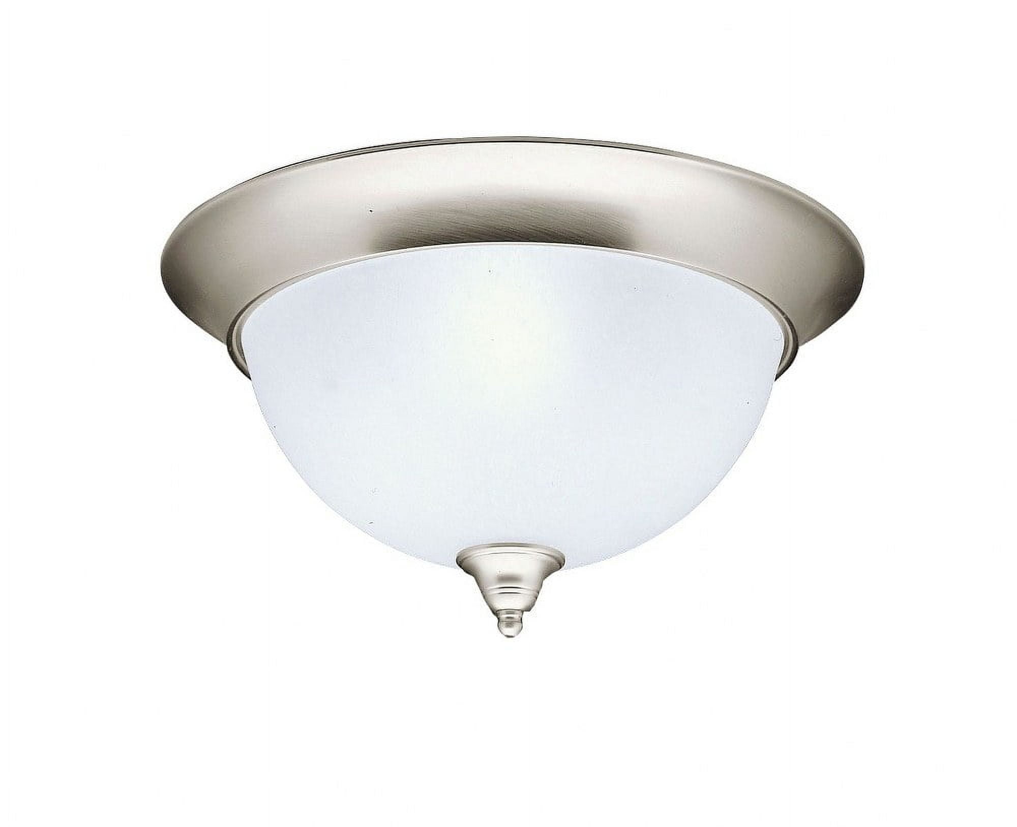 Transitional 15'' Brushed Nickel 3-Light Flush Mount with Etched Glass
