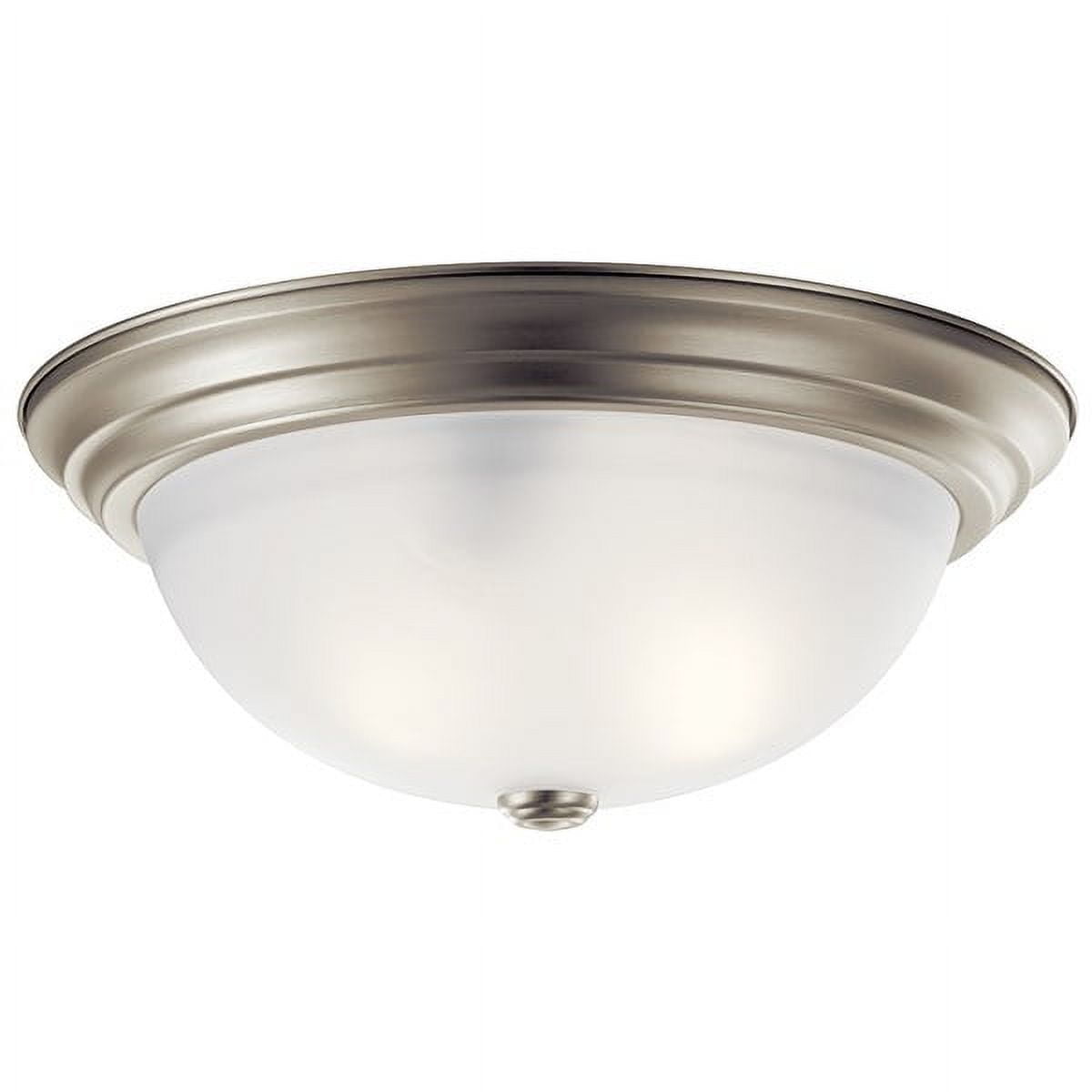 Transitional 3-Light 15.25" Bowl Flush Mount in Brushed Nickel