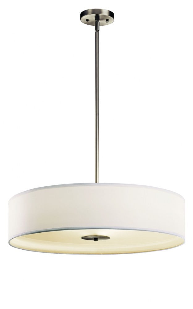 24" Brushed Nickel Drum Ceiling Light with White Shade