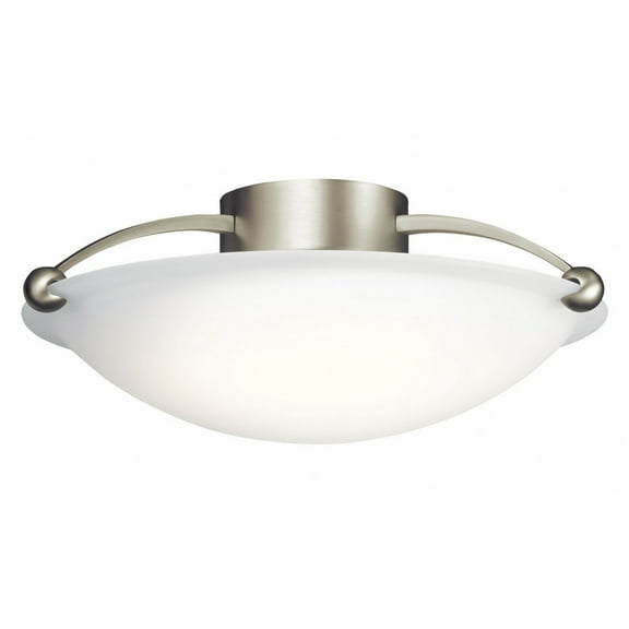 Kichler 17" Wide modern Brushed Steel and Glass Bowl Ceiling Light