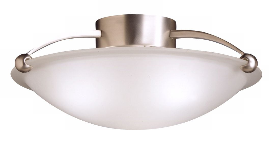 17" Brushed Nickel and White Glass Bowl Ceiling Light