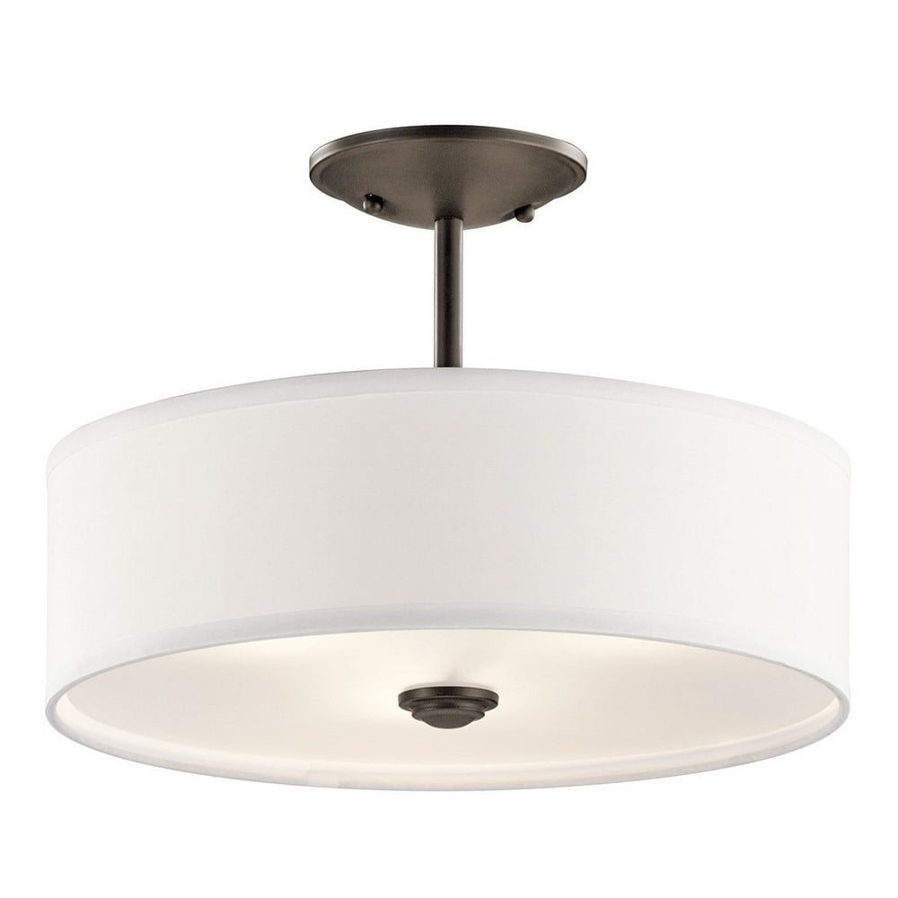 14" Black Transitional Semi-Flush Mount with Satin Etched Glass