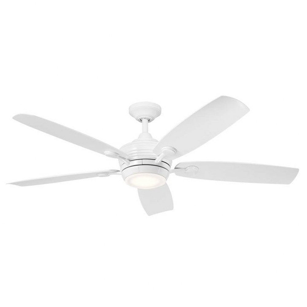 White 56-Inch 5-Blade Ceiling Fan with LED Light and Remote