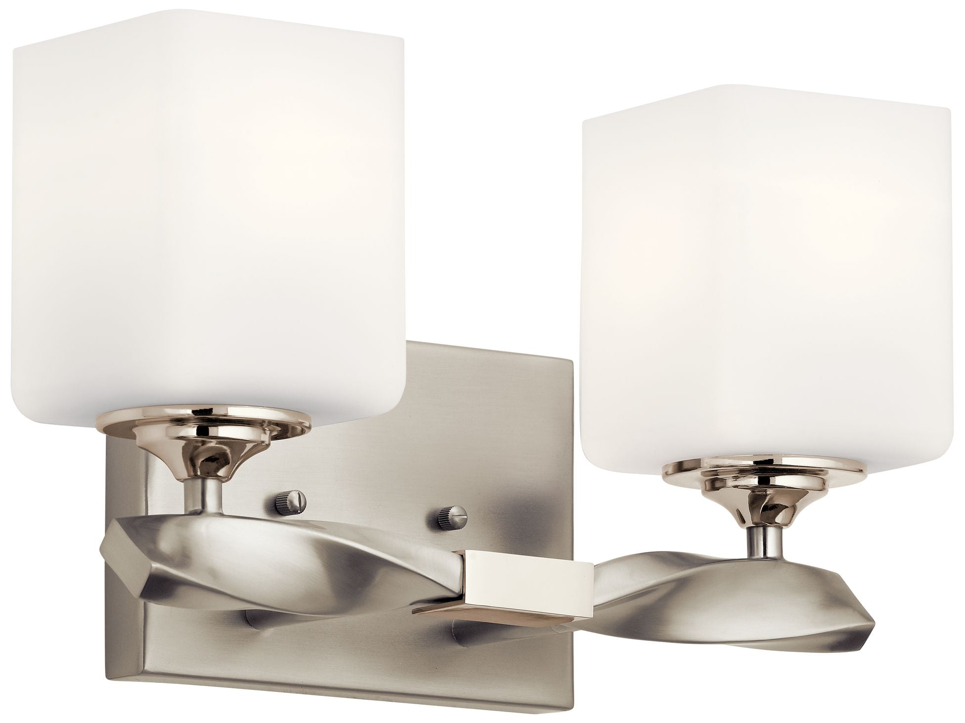 Champagne Nickel 13.5'' Transitional Vanity Light with Satin Etched Glass