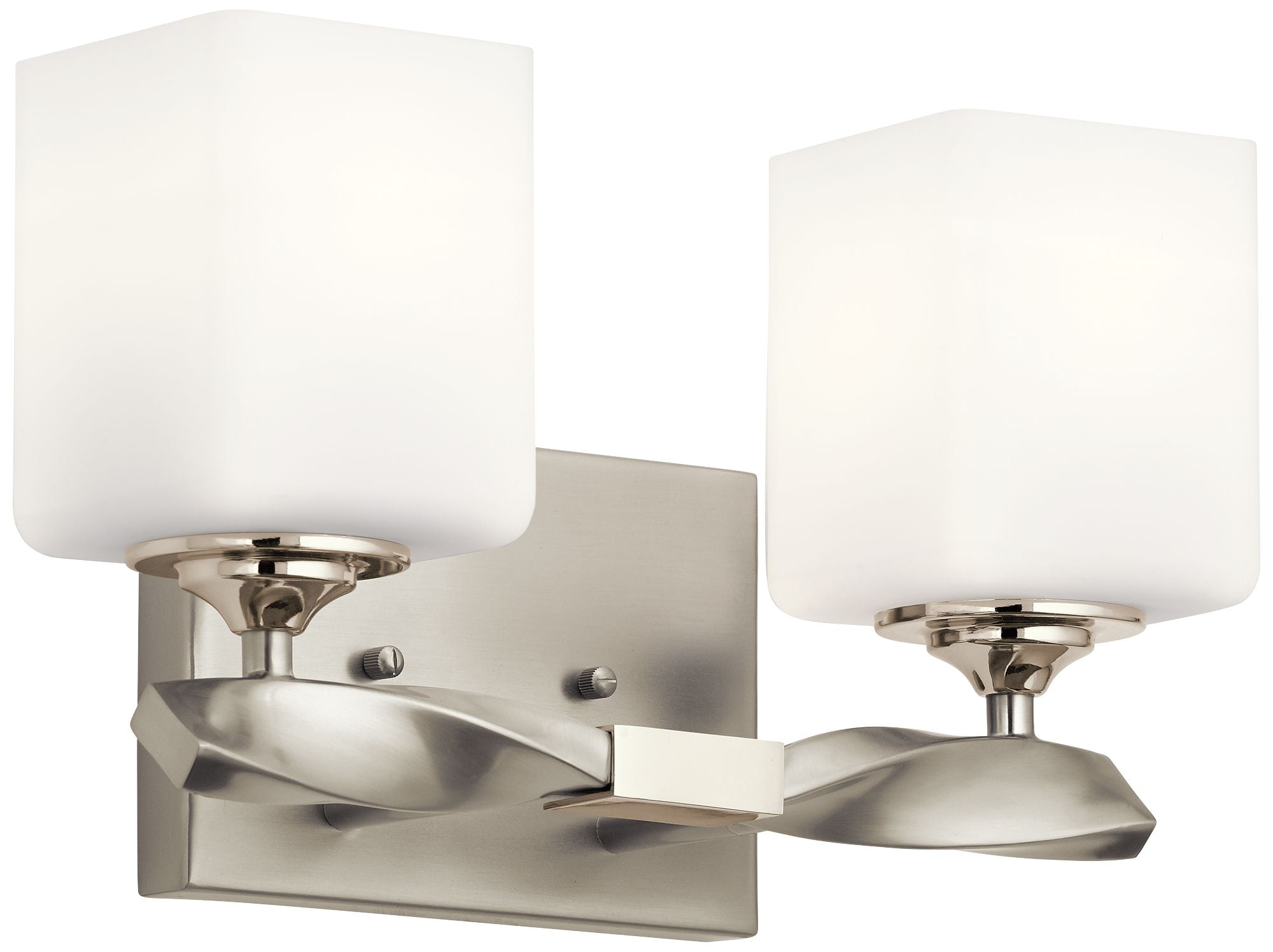 Champagne Nickel 13.5'' Transitional Vanity Light with Satin Etched Glass