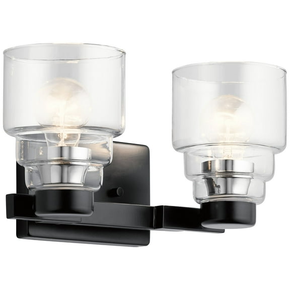 55011BK Kichler Lighting Vionnet - 2 Light Bath Vanity Approved for Damp Locations - with Transitional inspirations - 7.5 inches tall by 14.5 inches