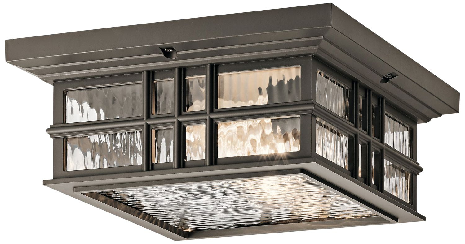 Olde Bronze 12" Glass Square Flush Mount Ceiling Light