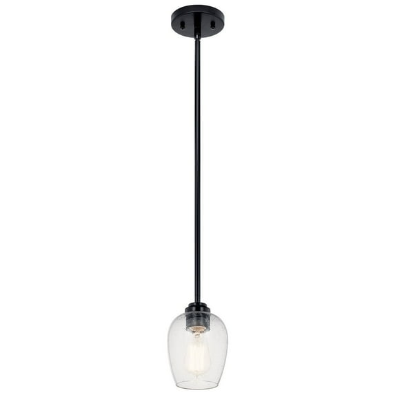 44380BKCS-Kichler Lighting-Valserrano - 1 Light Mini Pendant In Traditional Style-7.75 Inches Tall and 5 Inches Wide-Black Finish-Seeded Glass Color