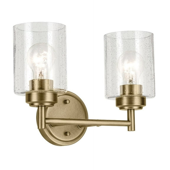 45885NBR-Kichler Lighting-Winslow - 2 Light Bath Vanity Approved for Damp Locations - with Contemporary inspirations - 12.75 inches wide-Natural Brass