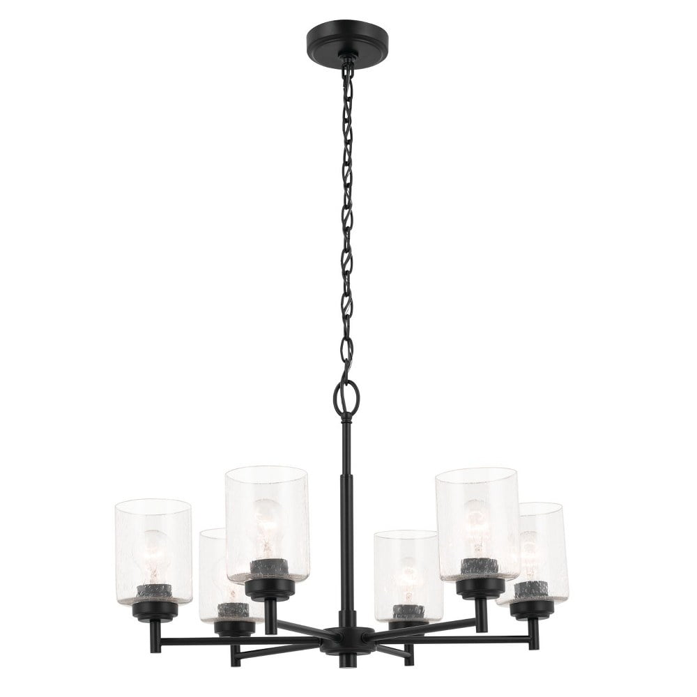 Winslow Black 6-Light Chandelier with Clear Seeded Glass