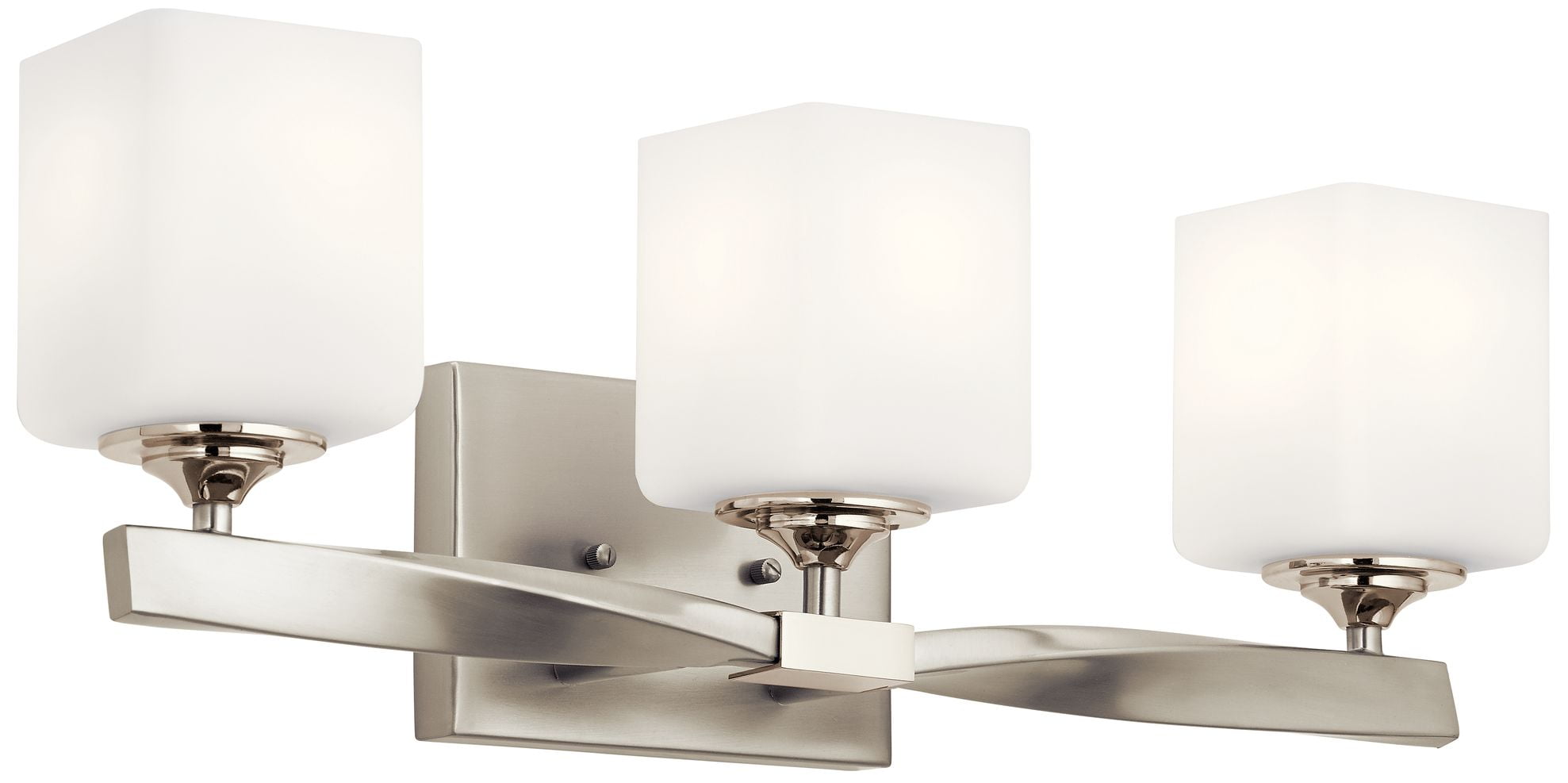 Champagne Finish 3-Light Vanity with Satin Etched Glass