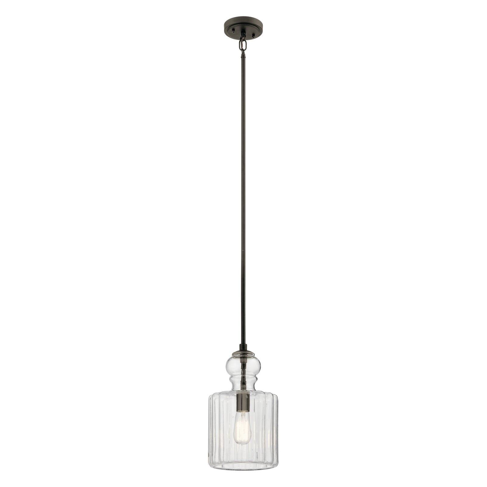 Olde Bronze 13.75" Glass Jar Pendant Light