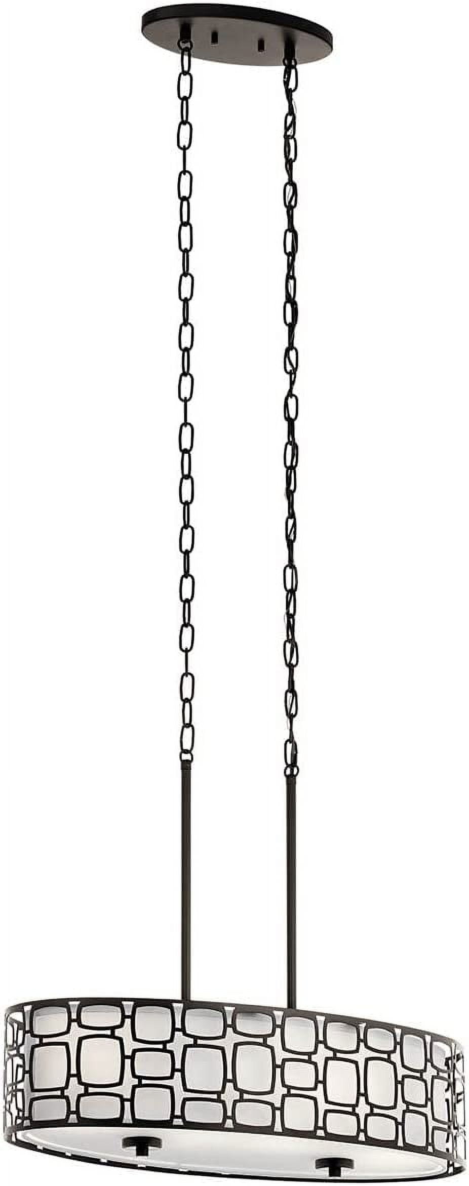 Kichler Sabine 4-Light Brushed Nickel Modern Etched Glass Drum Pendant Light NEW