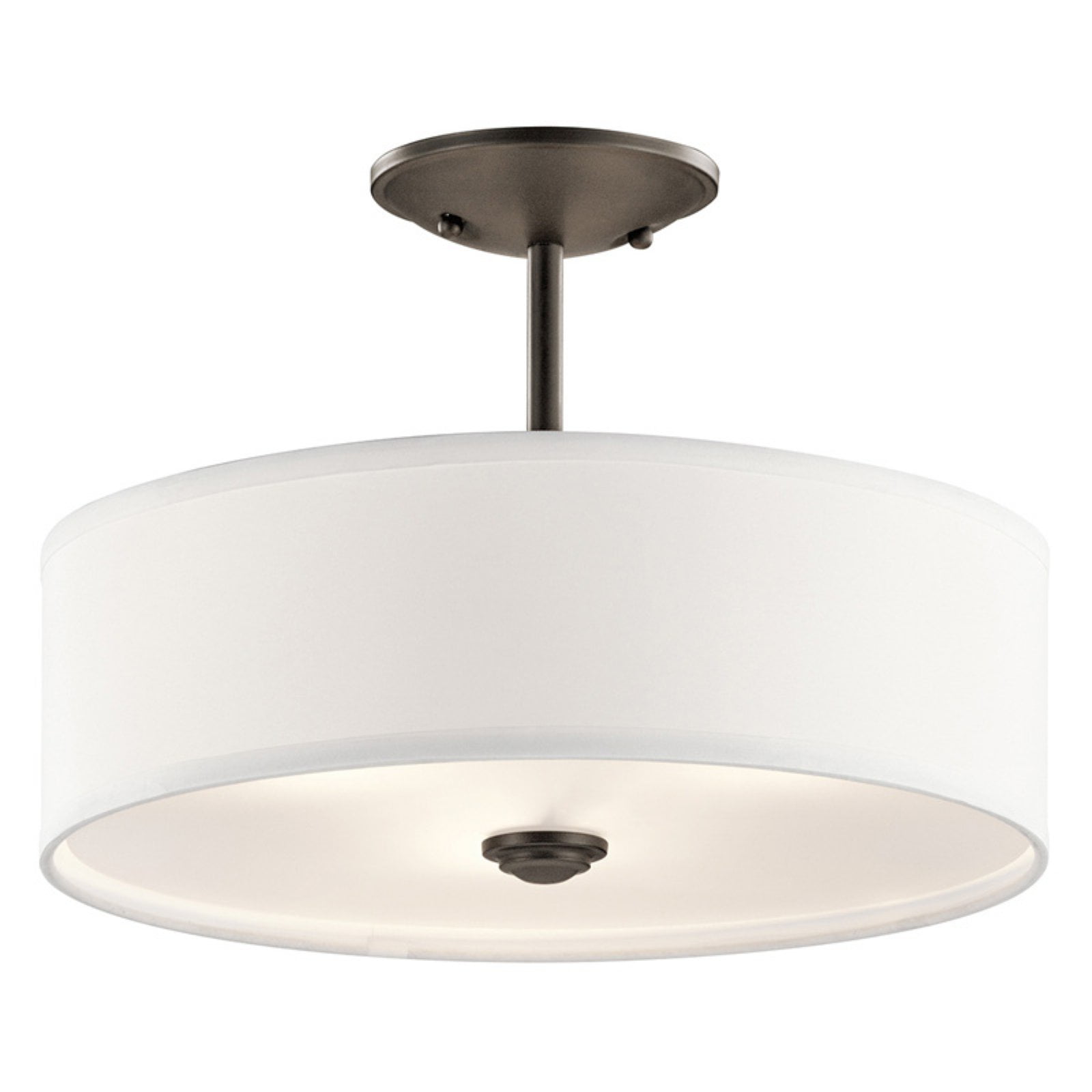 14" Black Transitional Semi-Flush Mount with Satin Etched Glass