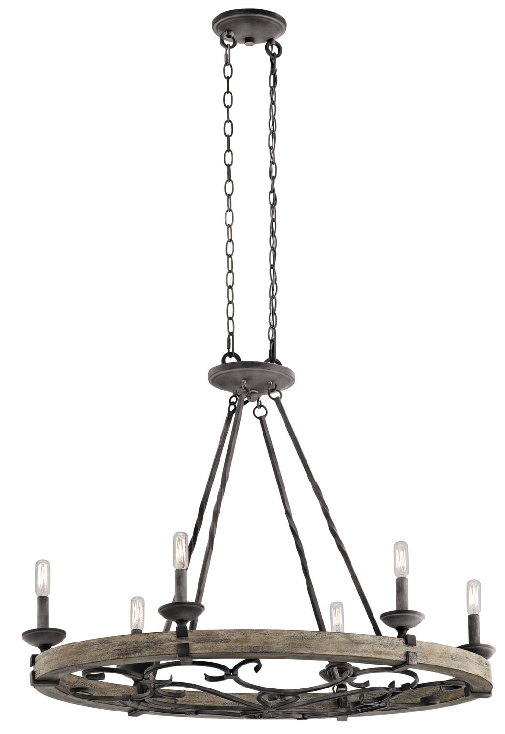 Rustic Country Grey 36" Wagon Wheel Ambient Chandelier