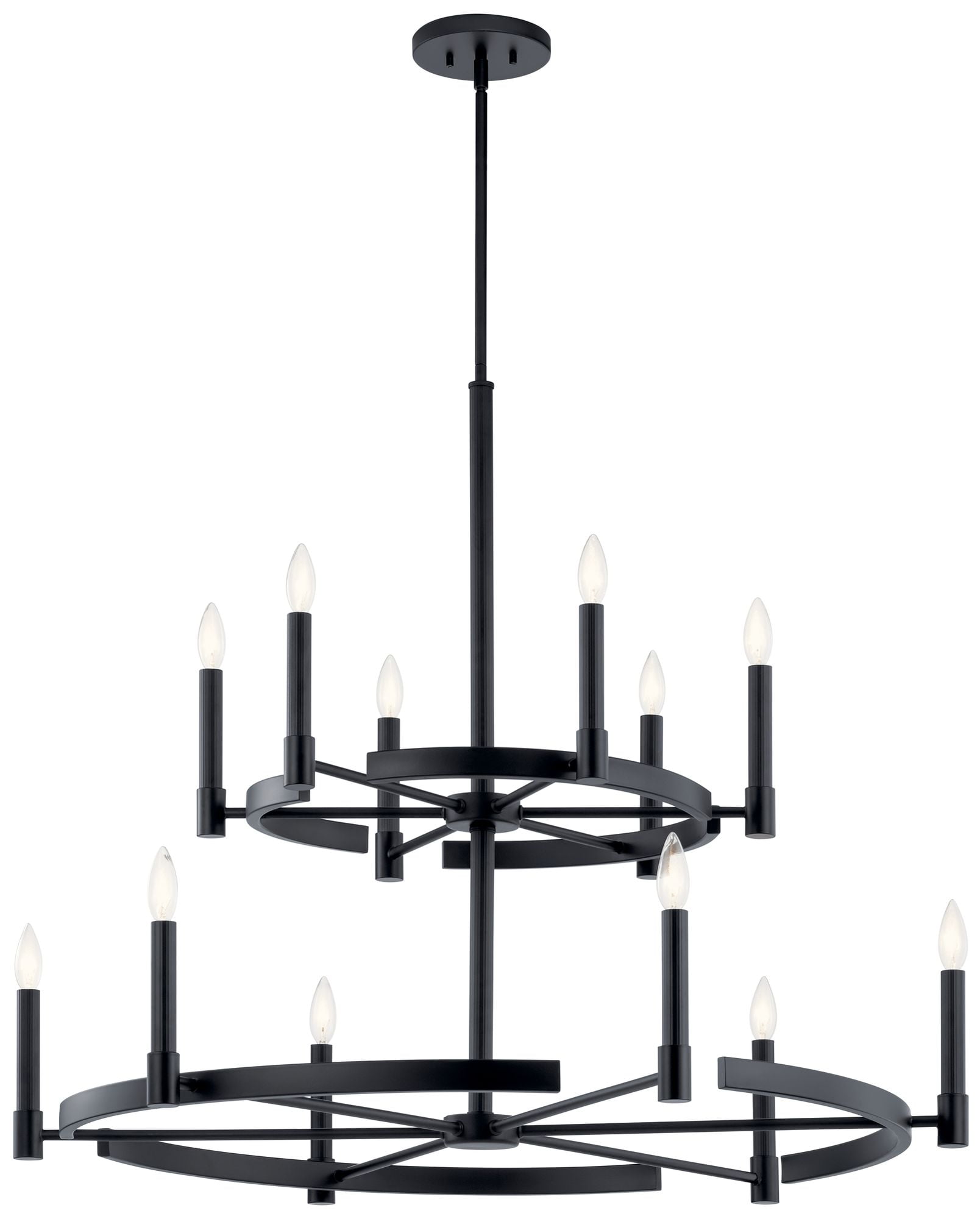 Tolani 40" Black Two-Tier 12-Light Chandelier