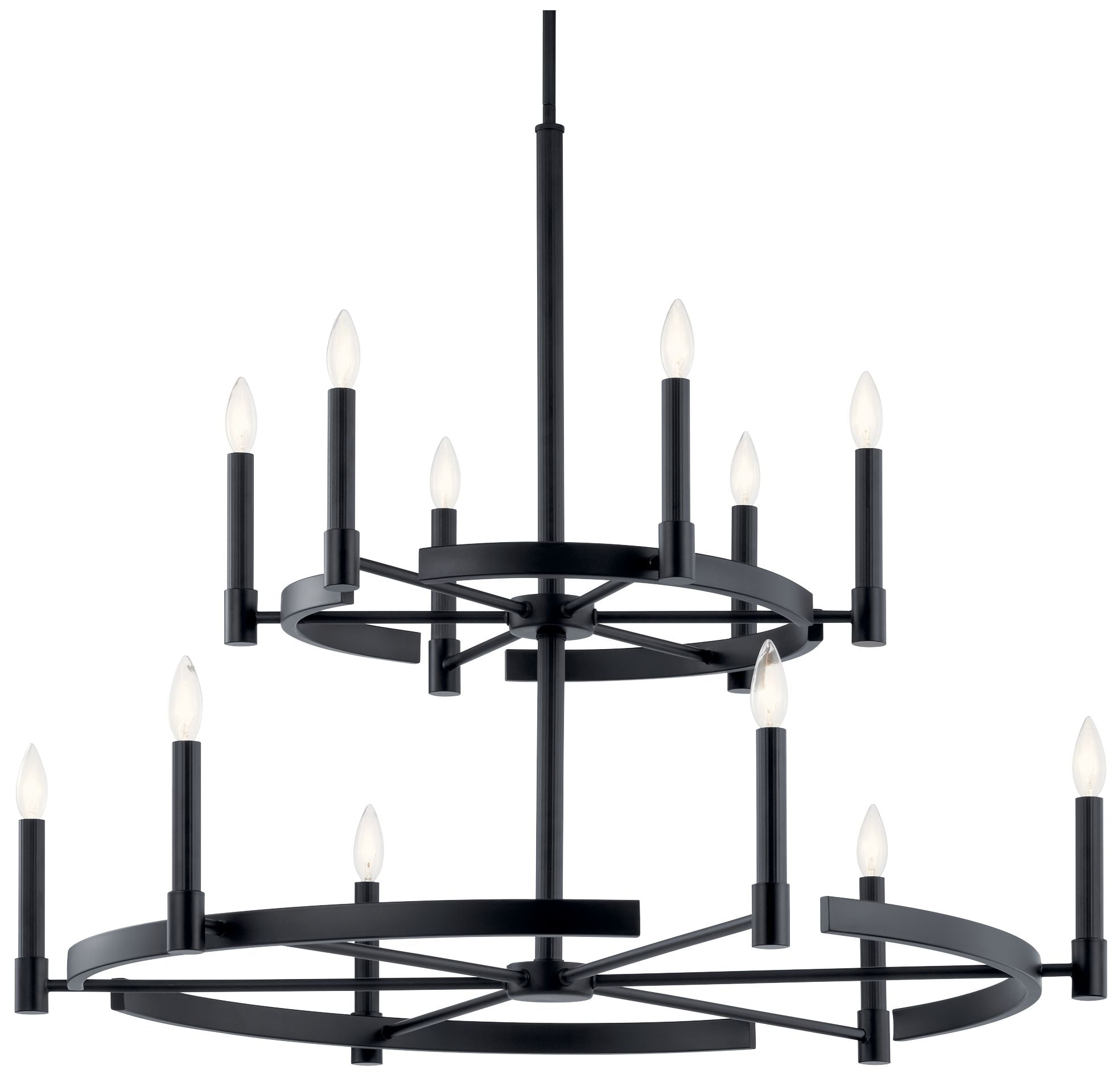 Tolani 40" Black Two-Tier 12-Light Chandelier