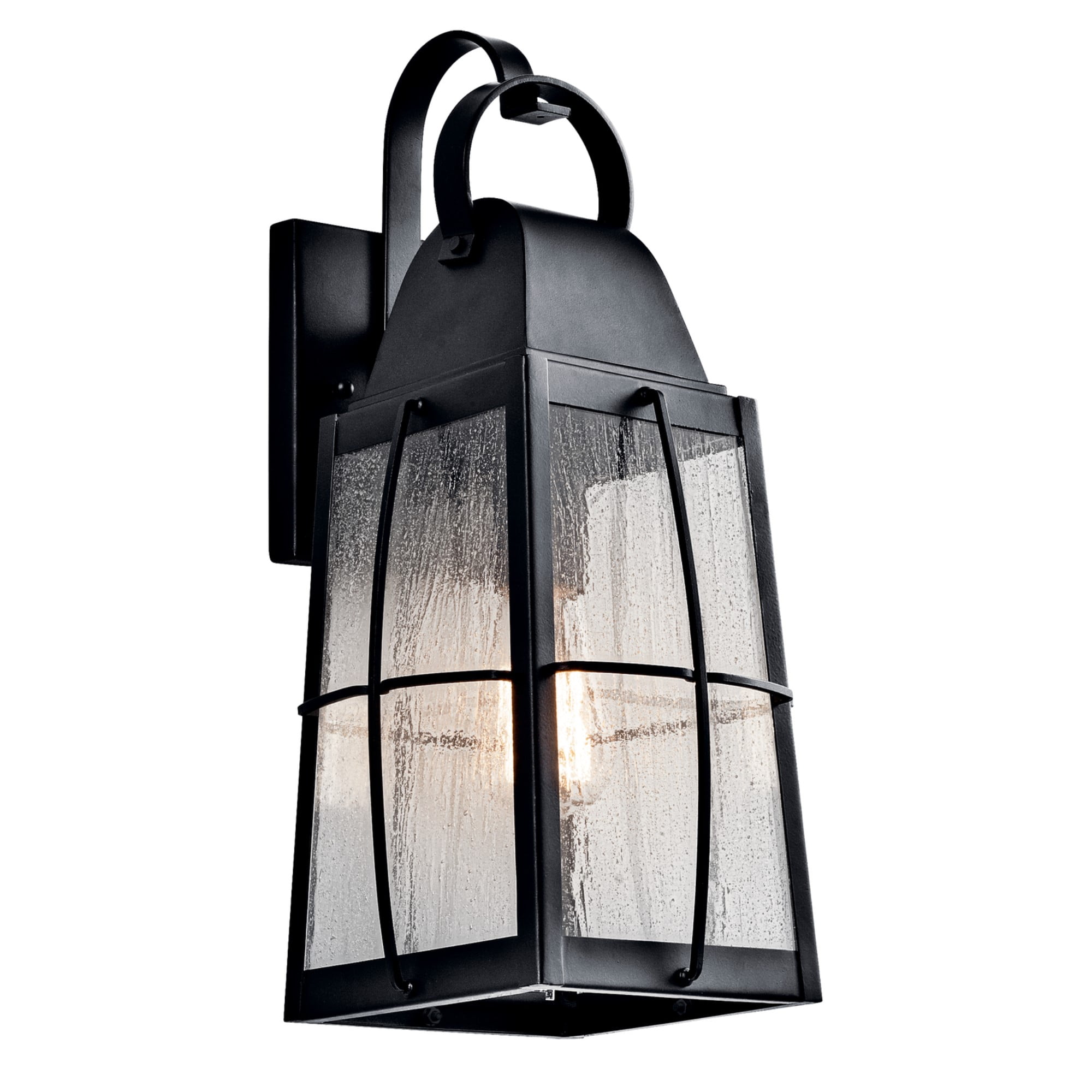 Black Metal 17.75" Outdoor Lantern Wall Sconce
