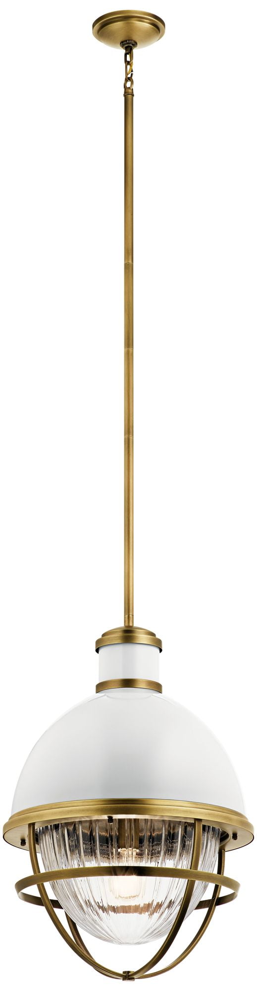 Tollis 16" Clear Ribbed Glass & Natural Brass Pendant Light
