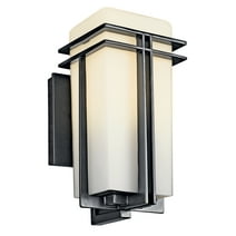 Kichler Tremillo 11.75" 1 Light Black Outdoor Wall Sconce with Satin Etched Glass
